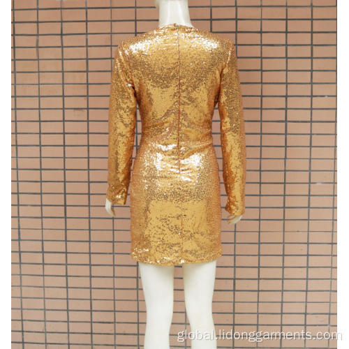 Formal Dresses Women Sexy Gold Sequins Short Tight Fitted Dresses Manufactory